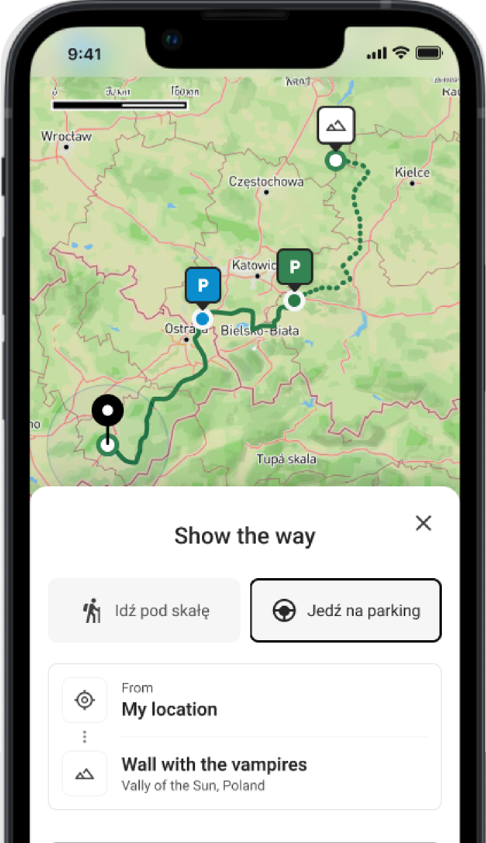community features of climbing app showing safety reports and climber interactions
